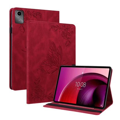 For Lenovo Tab M11/Xiaoxin Pad 11 2024 Butterfly Flower Embossed Leather Tablet Case(Red) - Lenovo by buy2fix | Online Shopping UK | buy2fix