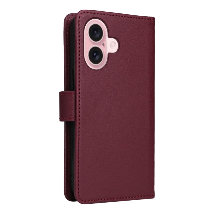 For iPhone 16 BETOPNICE BN-005 2 in 1 Detachable Imitate Genuine Leather Phone Case(Wine Red) - iPhone 16 Cases by BETOPNICE | Online Shopping UK | buy2fix