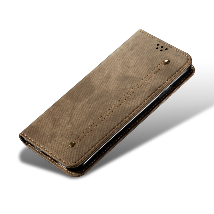 For Xiaomi Redmi Note 13 4G Global Denim Texture Casual Style Horizontal Flip Leather Case(Khaki) - Note 13 Cases by buy2fix | Online Shopping UK | buy2fix