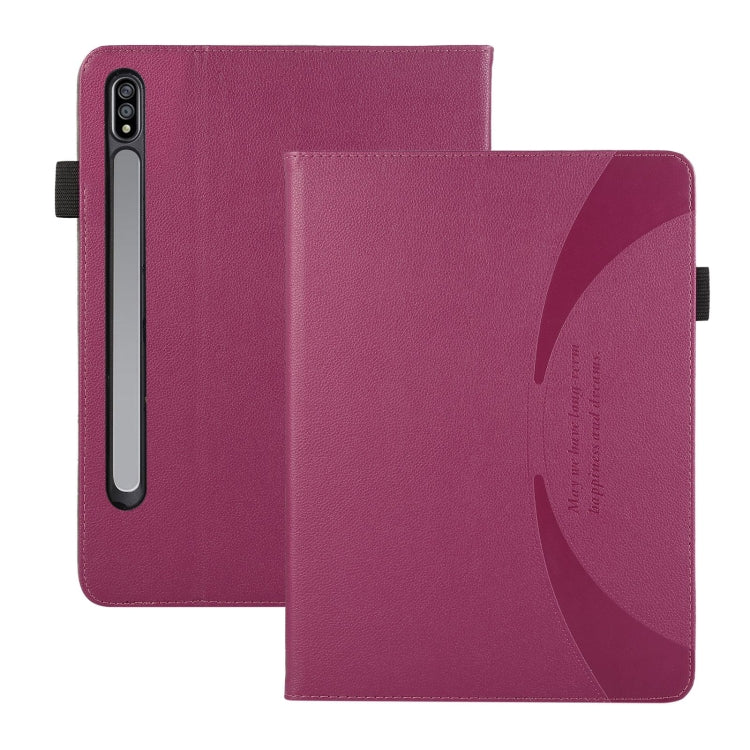 For Samsung Galaxy Tab S9 / S8 / S7 Litchi Texture Leather Sucker Tablet Case(Purple) - Other Galaxy Tab PC by buy2fix | Online Shopping UK | buy2fix