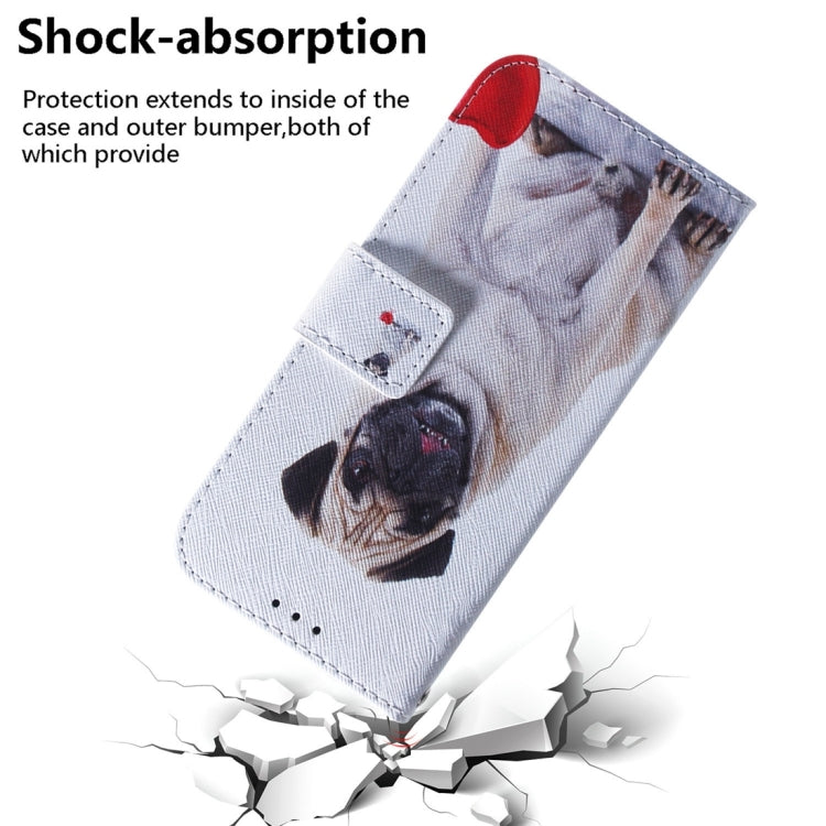 For Motorola Edge 2024 Coloured Drawing Flip Leather Phone Case(Pug) - Motorola Cases by buy2fix | Online Shopping UK | buy2fix