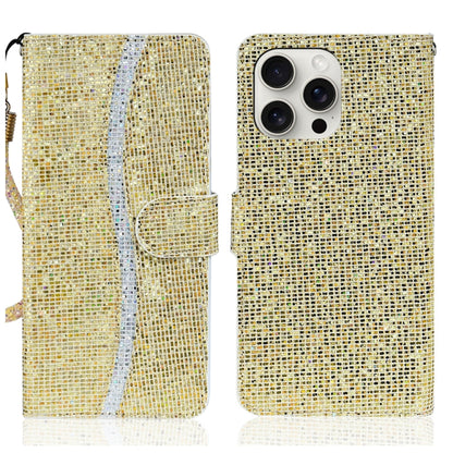 For iPhone 16 Pro Glitter Powder Filp Leather Phone Case(Gold) - iPhone 16 Pro Cases by buy2fix | Online Shopping UK | buy2fix