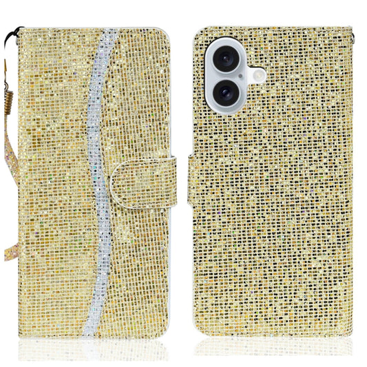 For iPhone 16 Plus Glitter Powder Filp Leather Phone Case(Gold) - iPhone 16 Plus Cases by buy2fix | Online Shopping UK | buy2fix