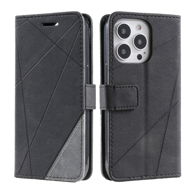 For iPhone 16 Pro Max Skin Feel Splicing Leather Phone Case(Black) - iPhone 16 Pro Max Cases by buy2fix | Online Shopping UK | buy2fix