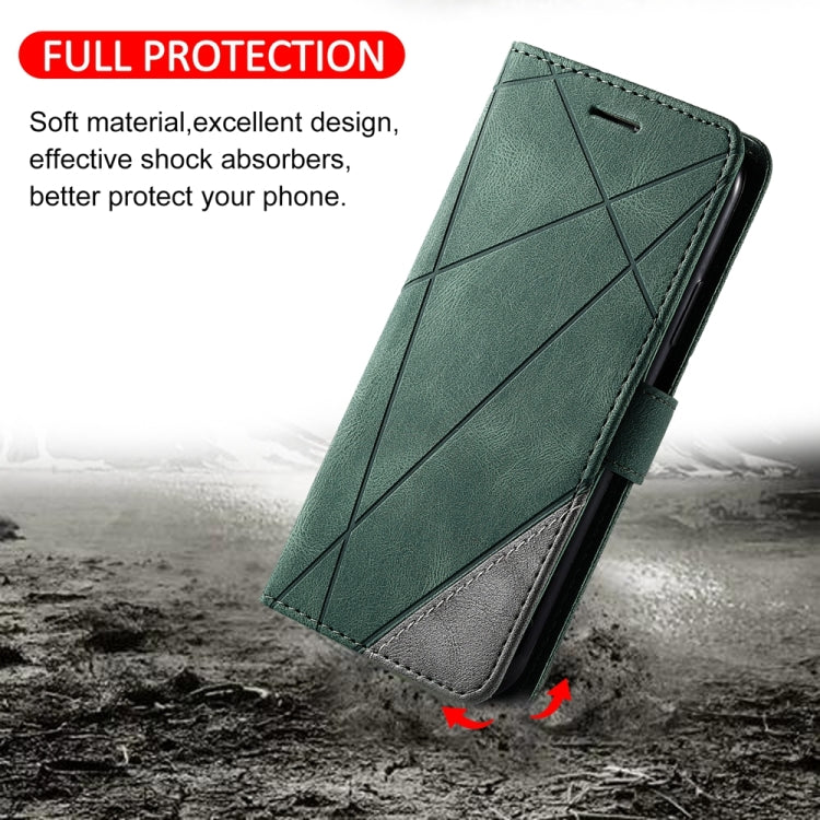 For iPhone 16 Pro Skin Feel Splicing Leather Phone Case(Green) - iPhone 16 Pro Cases by buy2fix | Online Shopping UK | buy2fix