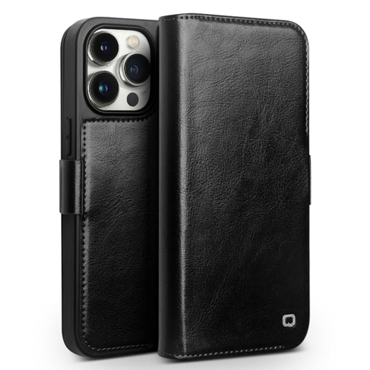 For iPhone 15 Pro QIALINO Classic 103 Buckle Genuine Leather Phone Case(Black) - iPhone 15 Pro Cases by QIALINO | Online Shopping UK | buy2fix