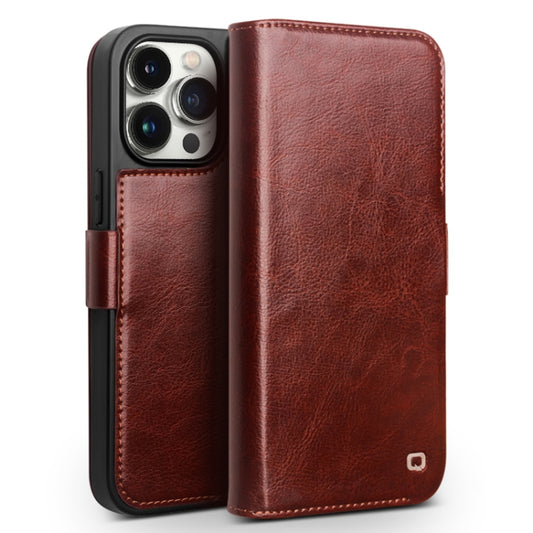 For iPhone 15 Pro QIALINO Classic 103 Buckle Genuine Leather Phone Case(Brown) - iPhone 15 Pro Cases by QIALINO | Online Shopping UK | buy2fix