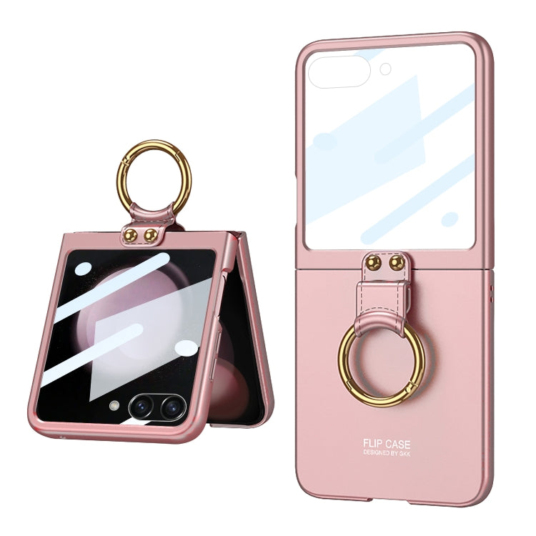 For Samsung Galaxy Z Flip5 GKK Integrated Ultra-thin PC Ring Holder Phone Case(Pink) - Galaxy Z Flip5 Cases by GKK | Online Shopping UK | buy2fix