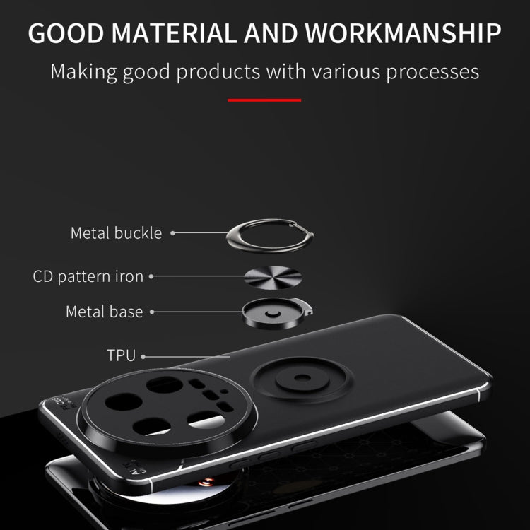 For Xiaomi 14 Ultra Metal Ring Holder TPU Phone Case(Black+Blue) - 14 Ultra Cases by buy2fix | Online Shopping UK | buy2fix