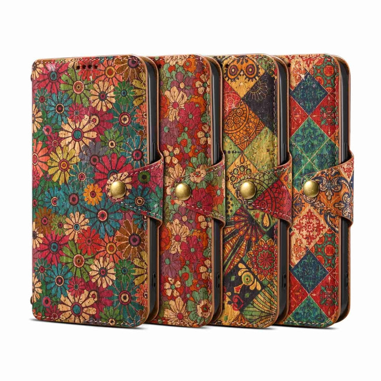 For iPhone 16 Pro Max Denior Flower Language Series Cork Fabric Oil Edge Leather Phone Case(Summer) - iPhone 16 Pro Max Cases by Denior | Online Shopping UK | buy2fix