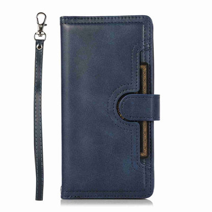 For iPhone 16 Pro Wristband Card Slot Leather Phone Case(Blue) - iPhone 16 Pro Cases by buy2fix | Online Shopping UK | buy2fix