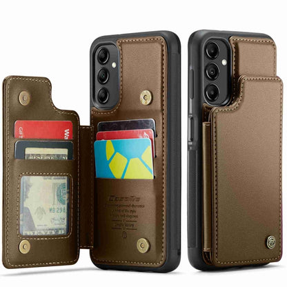 For Samsung Galaxy A14 CaseMe C22 Card Slots Holder RFID Anti-theft Phone Case(Brown) - Galaxy Phone Cases by CaseMe | Online Shopping UK | buy2fix