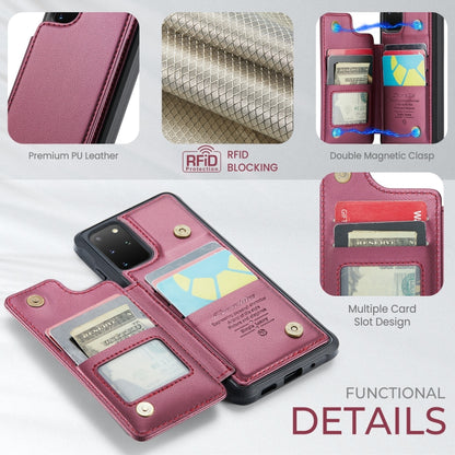 For Samsung Galaxy S20+ CaseMe C22 Card Slots Holder RFID Anti-theft Phone Case(Wine Red) - Galaxy Phone Cases by CaseMe | Online Shopping UK | buy2fix