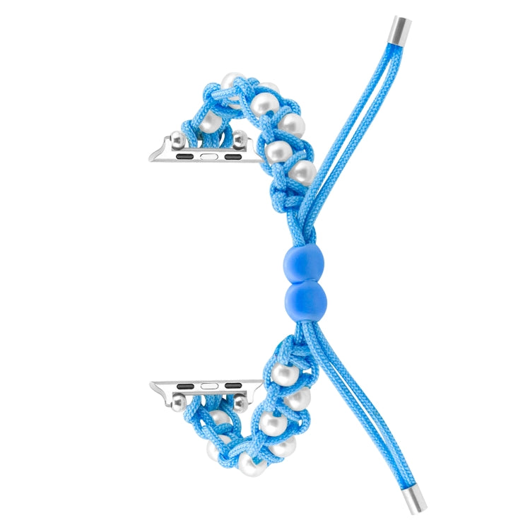 For Apple Watch Ultra 2 49mm Paracord Gypsophila Beads Drawstring Braided Watch Band(Blue) - Watch Bands by buy2fix | Online Shopping UK | buy2fix