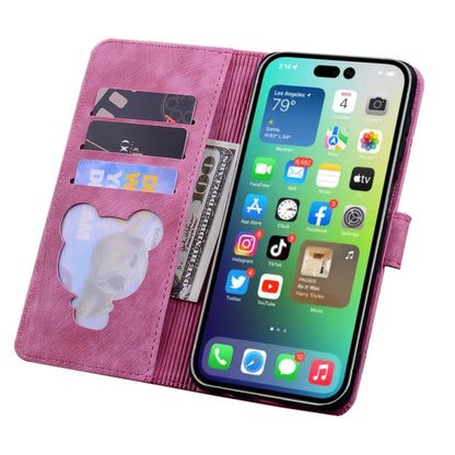 For iPhone 16 Pro Max Cartoon Sakura Cat Embossed Leather Phone Case(Rose Red) - iPhone 16 Pro Max Cases by buy2fix | Online Shopping UK | buy2fix