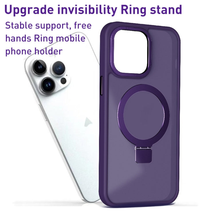 For iPhone 15 Skin Feel MagSafe Magnetic Holder Phone Case(Purple) - iPhone 15 Cases by buy2fix | Online Shopping UK | buy2fix