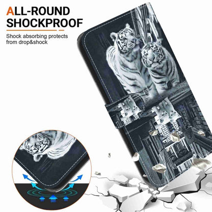 For OnePlus 13 Crystal Texture Colored Drawing Leather Phone Case(Cat Tiger Reflection) - OnePlus Cases by buy2fix | Online Shopping UK | buy2fix