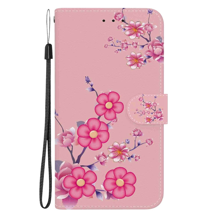 For OnePlus 13 Crystal Texture Colored Drawing Leather Phone Case(Cherry Blossoms) - OnePlus Cases by buy2fix | Online Shopping UK | buy2fix