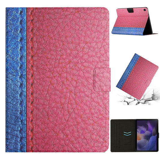 For Samsung Galaxy Tab A9+ Stitching Solid Color Smart PU Tablet Case with Sleep / Wake-up Function(Rose Red) - Galaxy Tab A9+ by buy2fix | Online Shopping UK | buy2fix