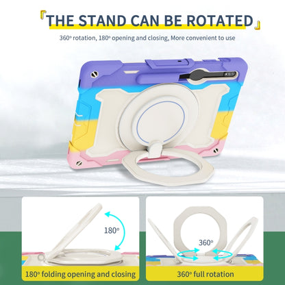 For Samsung Galaxy Tab S9+ Armor Portable Rotating Ring Holder Silicone Tablet Case(Colorful Pink) - Galaxy Tab S9+ Cases by buy2fix | Online Shopping UK | buy2fix