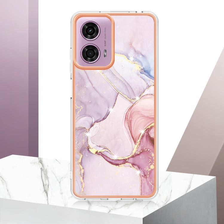 For Motorola Moto G24 4G / G04 4G Electroplating Marble Dual-side IMD Phone Case(Rose Gold 005) - Motorola Cases by buy2fix | Online Shopping UK | buy2fix