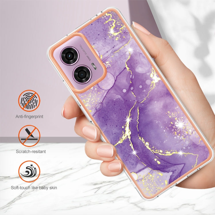 For Motorola Moto G24 4G / G04 4G Electroplating Marble Dual-side IMD Phone Case(Purple 002) - Motorola Cases by buy2fix | Online Shopping UK | buy2fix