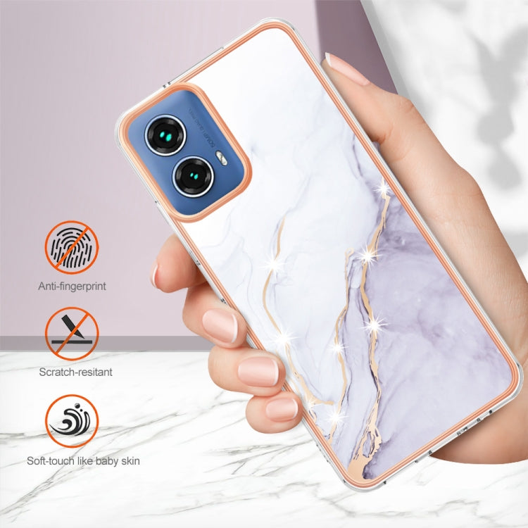 For Motorola Moto G34 Electroplating Marble Dual-side IMD Phone Case(White 006) - Motorola Cases by buy2fix | Online Shopping UK | buy2fix