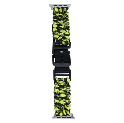 For Apple Watch Ultra 2 49mm Paracord Plain Braided Webbing Buckle Watch Band(Black Yellow) - Watch Bands by buy2fix | Online Shopping UK | buy2fix