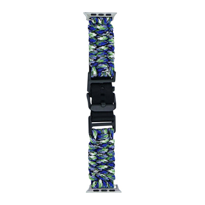 For Apple Watch Ultra 2 49mm Paracord Plain Braided Webbing Buckle Watch Band(Blue Green) - Watch Bands by buy2fix | Online Shopping UK | buy2fix