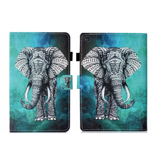 For Samsung Galaxy Tab A9+ Coloured Drawing Stitching Flip PU Tablet Case with Sleep / Wake-up Function(Elephant) - Galaxy Tab A9+ by buy2fix | Online Shopping UK | buy2fix