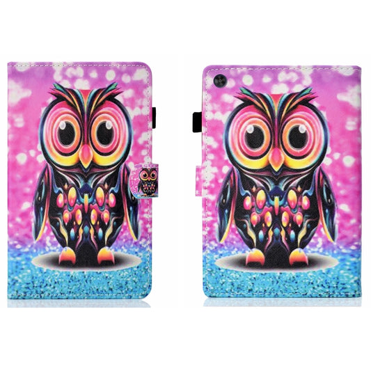 For Samsung Galaxy Tab A9 Coloured Drawing Stitching Flip PU Tablet Case with Sleep / Wake-up Function(Owl) - Galaxy Tab A9 by buy2fix | Online Shopping UK | buy2fix