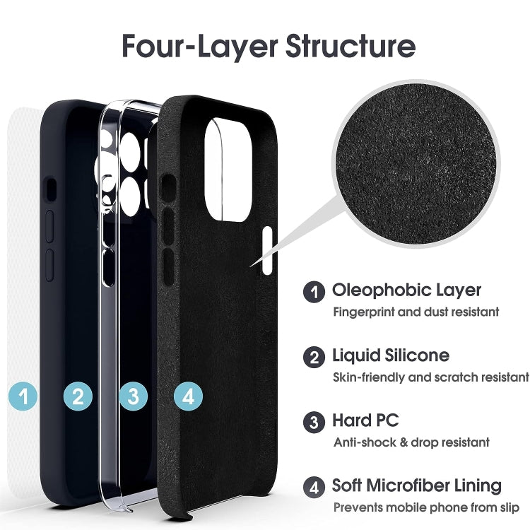 For iPhone 16 Plus Microfiber Liquid Silicone Shockproof Phone Case(Black) - iPhone 16 Plus Cases by buy2fix | Online Shopping UK | buy2fix