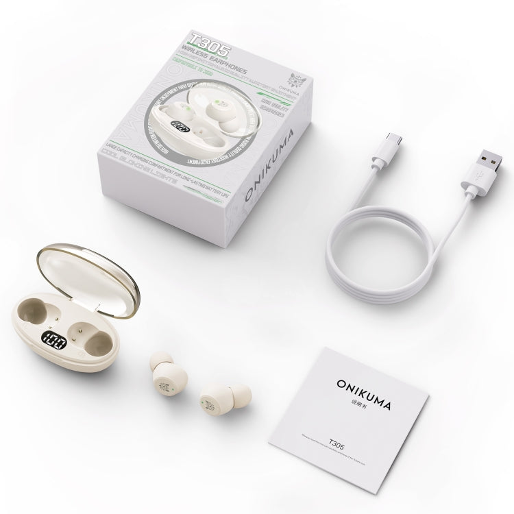 ONIKUMA T305 Digital Display Wireless Bluetooth Earphone(Beige) - Bluetooth Earphone by ONIKUMA | Online Shopping UK | buy2fix