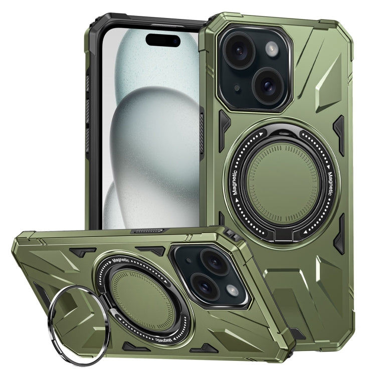 For iPhone 15 Plus MagSafe Magnetic Shockproof Phone Case with Ring Holder(Dark Green) - iPhone 15 Plus Cases by buy2fix | Online Shopping UK | buy2fix