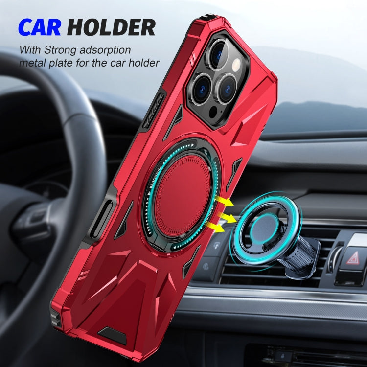 For iPhone 16 Pro MagSafe Magnetic Shockproof Phone Case with Ring Holder(Red) - iPhone 16 Pro Cases by buy2fix | Online Shopping UK | buy2fix