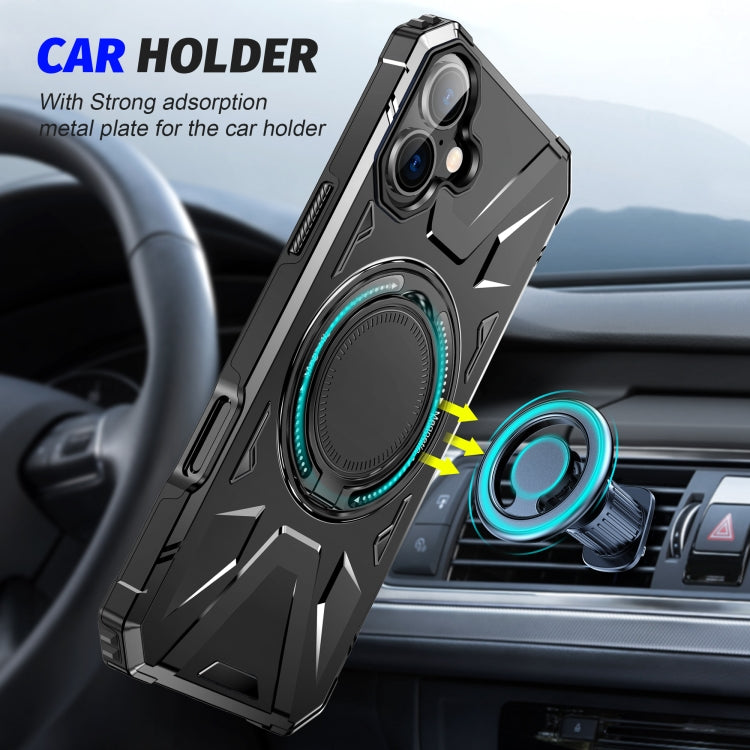 For iPhone 16 MagSafe Magnetic Shockproof Phone Case with Ring Holder(Black) - iPhone 16 Cases by buy2fix | Online Shopping UK | buy2fix