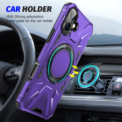 For iPhone 16 MagSafe Magnetic Shockproof Phone Case with Ring Holder(Purple) - iPhone 16 Cases by buy2fix | Online Shopping UK | buy2fix