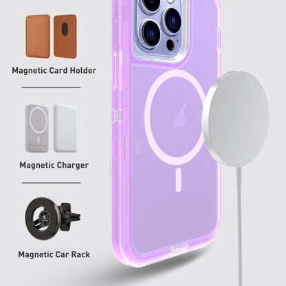 For iPhone 15 Shockproof MagSafe Magnetic Phone Case(Transparent Purple) - iPhone 15 Cases by buy2fix | Online Shopping UK | buy2fix