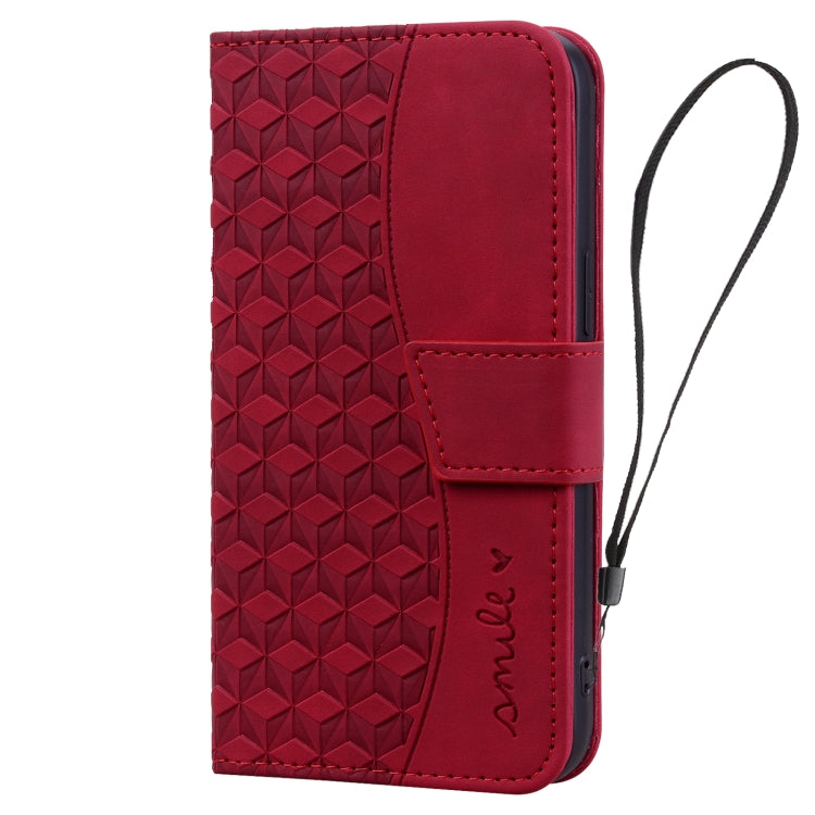 For iPhone 16 Business Diamond Buckle Leather Phone Case with Lanyard(Wine Red) - iPhone 16 Cases by buy2fix | Online Shopping UK | buy2fix