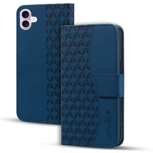 For iPhone 16 Plus Business Diamond Buckle Leather Phone Case with Lanyard(Royal Blue) - iPhone 16 Plus Cases by buy2fix | Online Shopping UK | buy2fix