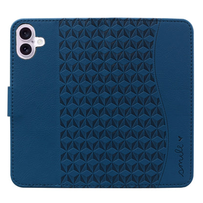 For iPhone 16 Plus Business Diamond Buckle Leather Phone Case with Lanyard(Royal Blue) - iPhone 16 Plus Cases by buy2fix | Online Shopping UK | buy2fix