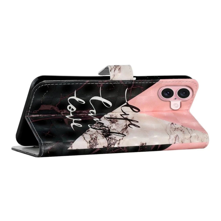 For iPhone 16 Plus Oil Embossed 3D Drawing Leather Phone Case(Stitching Marble) - iPhone 16 Plus Cases by buy2fix | Online Shopping UK | buy2fix