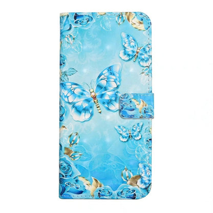 For iPhone 16 Pro Oil Embossed 3D Drawing Leather Phone Case(Blue Butterflies) - iPhone 16 Pro Cases by buy2fix | Online Shopping UK | buy2fix