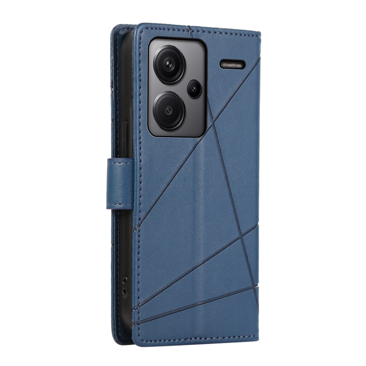 For Xiaomi Redmi Note 13 Pro+ PU Genuine Leather Texture Embossed Line Phone Case(Blue) - Note 13 Pro+ Cases by buy2fix | Online Shopping UK | buy2fix