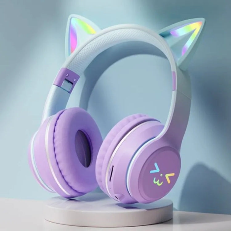 BT612 LED Cat Ear Single Sound Folding Bluetooth Earphone with Microphone(Purple) - Headset & Headphone by buy2fix | Online Shopping UK | buy2fix