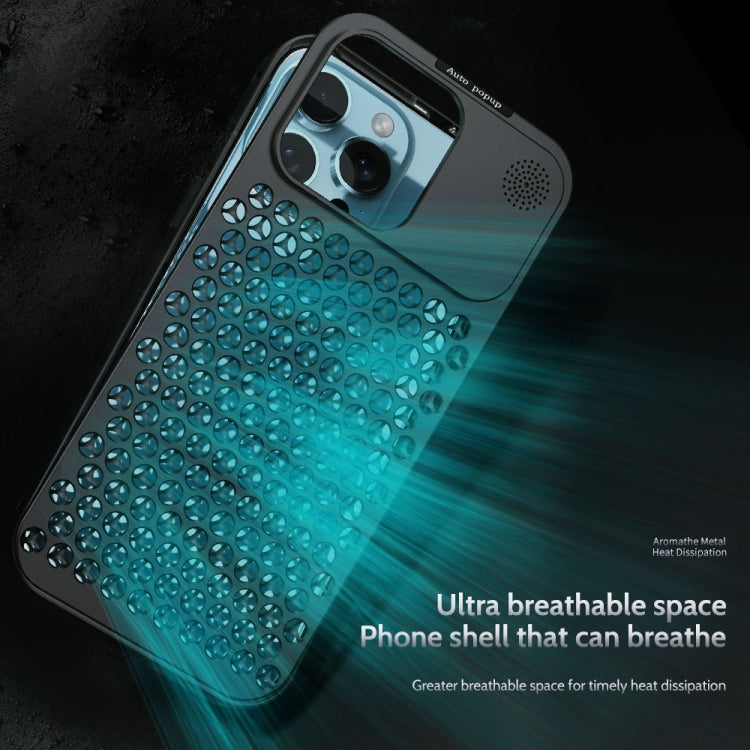 For iPhone 14 Pro R-JUST RJ58 Aromatherapy Metal Cooling Phone Case(Silver) - iPhone 14 Pro Cases by R-JUST | Online Shopping UK | buy2fix