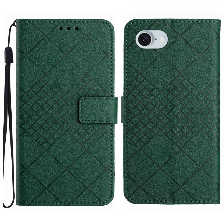 For iPhone SE 2024 Rhombic Grid Texture Leather Phone Case(Green) - More iPhone Cases by buy2fix | Online Shopping UK | buy2fix