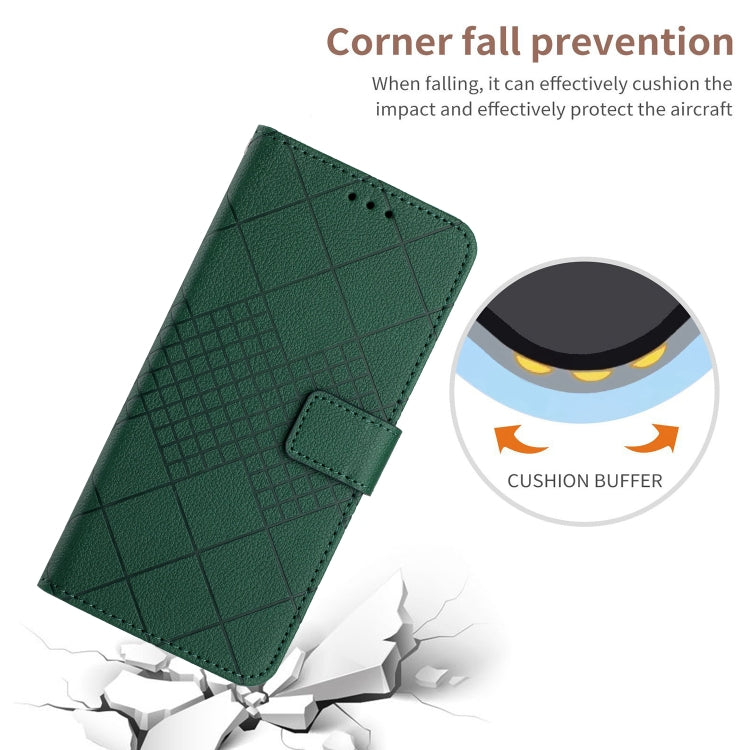 For iPhone 16 Rhombic Grid Texture Leather Phone Case(Green) - iPhone 16 Cases by buy2fix | Online Shopping UK | buy2fix