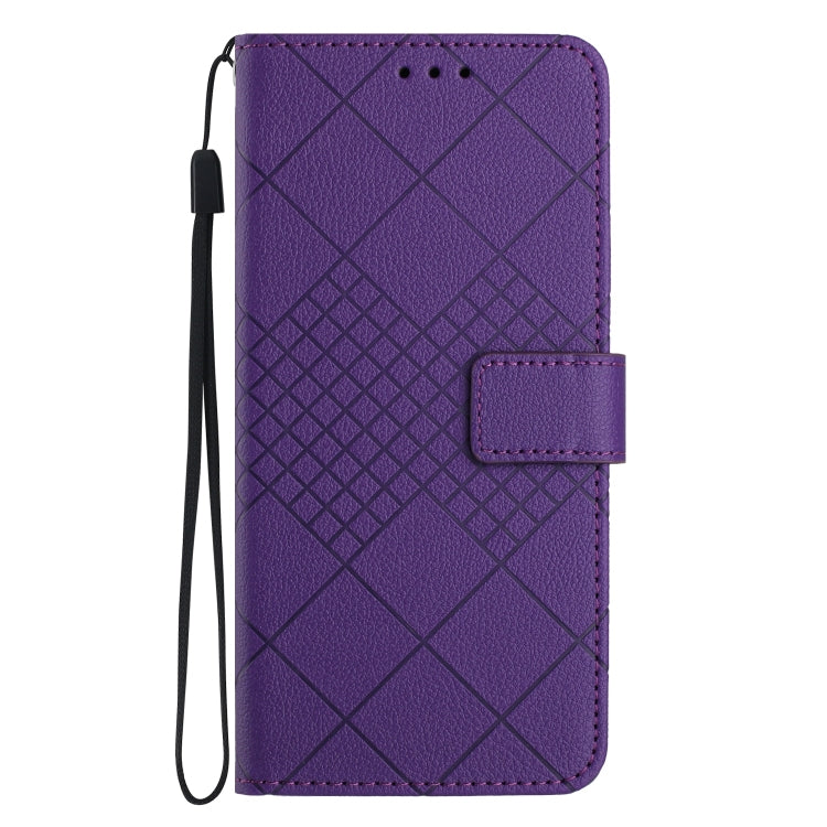 For Samsung Galaxy Note20 Rhombic Grid Texture Leather Phone Case(Purple) - Galaxy Note20 Cases by buy2fix | Online Shopping UK | buy2fix