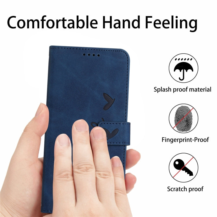 For Xiaomi Redmi K70 / K70 Pro Skin Feel Heart Embossed Leather Phone Case with Long Lanyard(Blue) - K70 Pro Cases by buy2fix | Online Shopping UK | buy2fix